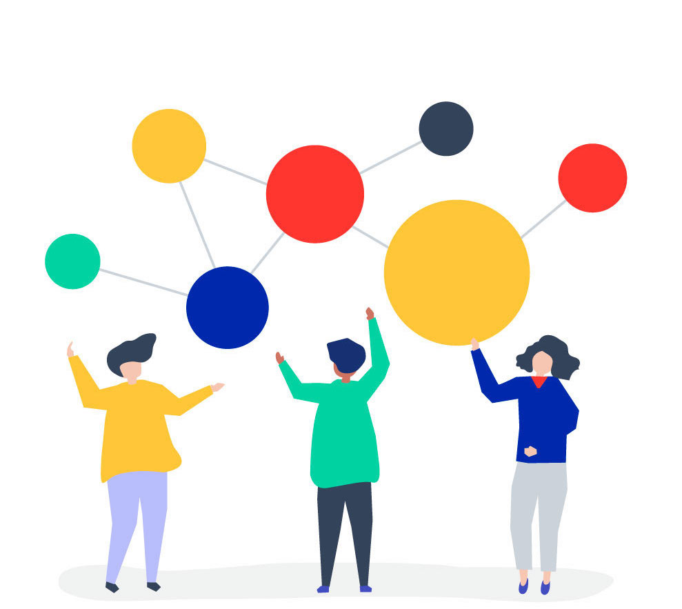 network illustration network illustration with modern employees