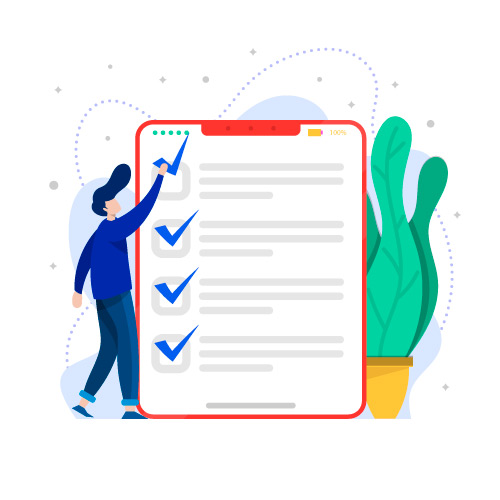 Survey web illustration online survey illustration with a man