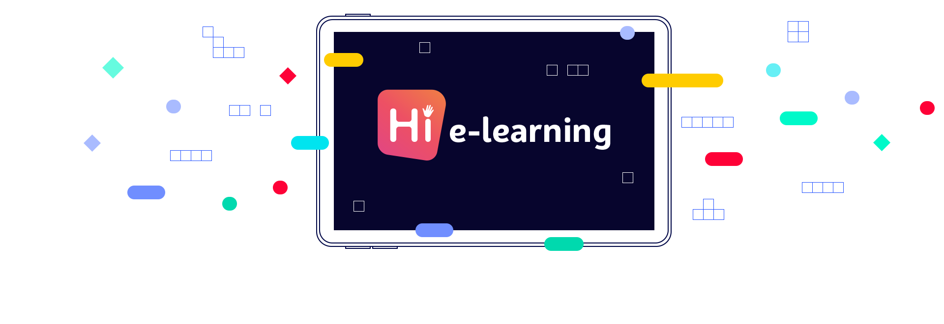 Hi e-learning logo Hi e-learning logo tablet illüstrasyon